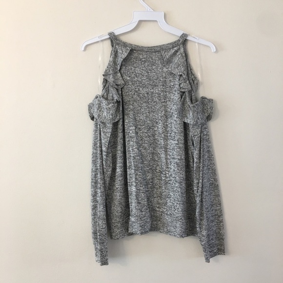 Cold Shoulder Grey Marled Ruffle Top - Picture 7 of 7